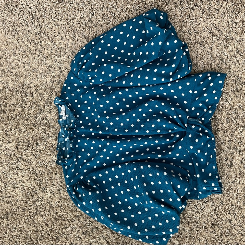 THML Blue Polka Dot Crop Top